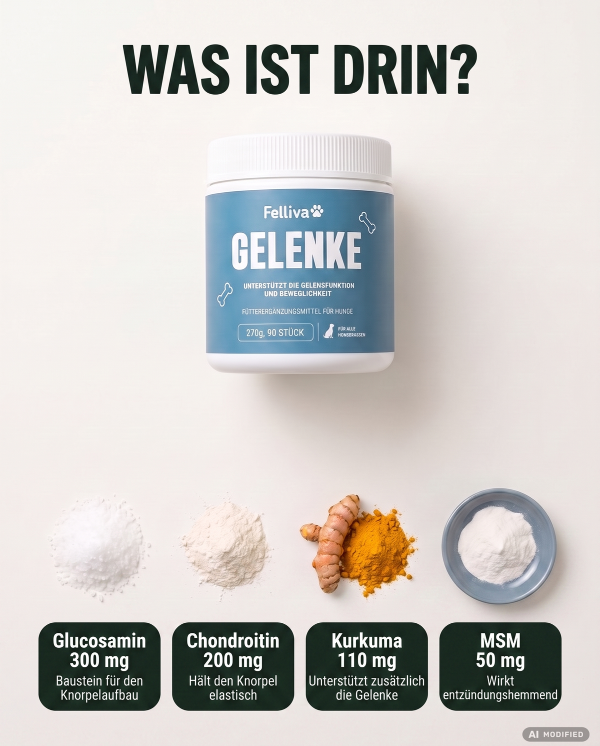 Felliva Gelenke - Soft Chews für mit Glucosamin & Chronndroitin, 270g, 90 Stück