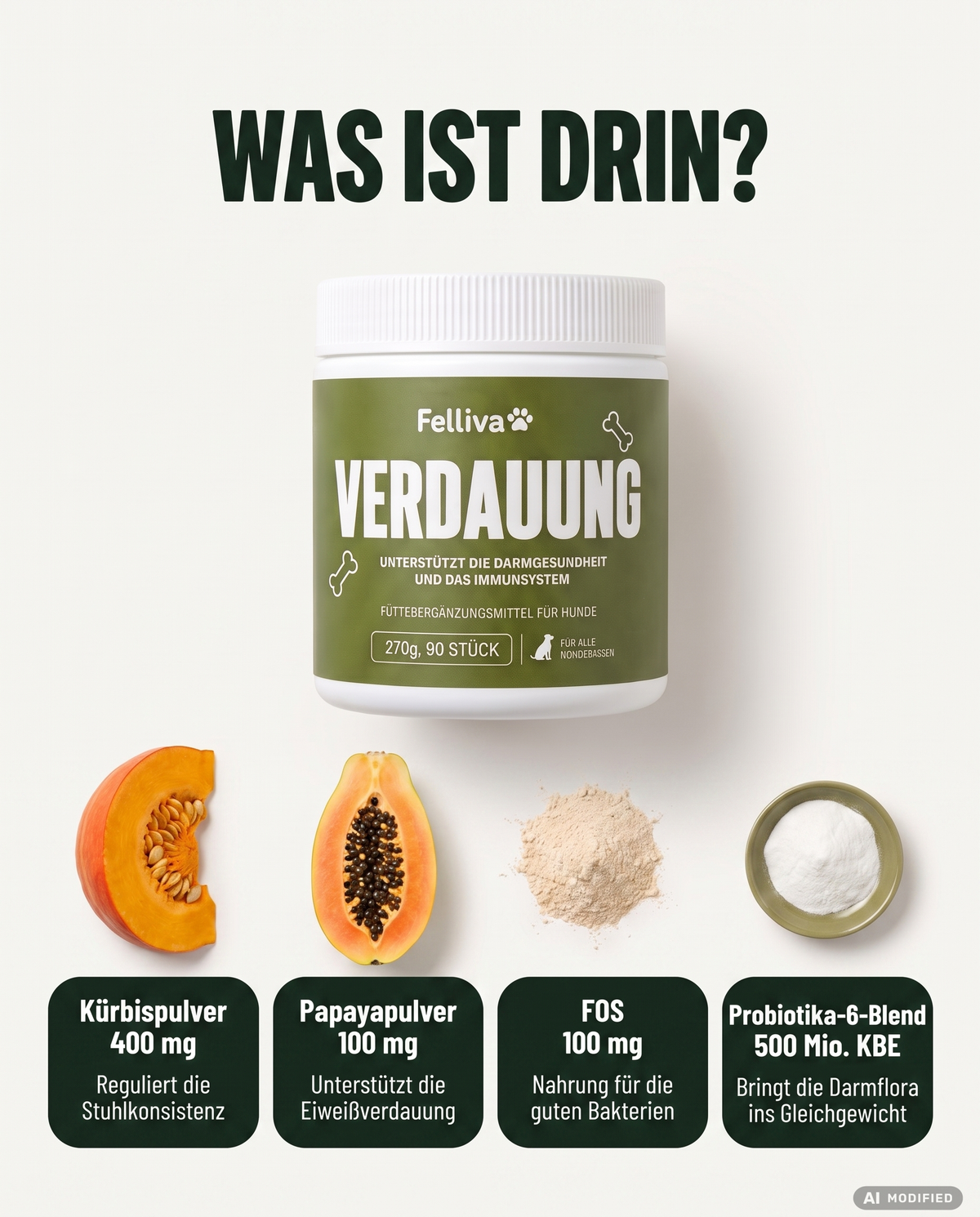 Felliva Verdauung - Soft Chews für Darm & Immunsystem, 270g, 90 Stück