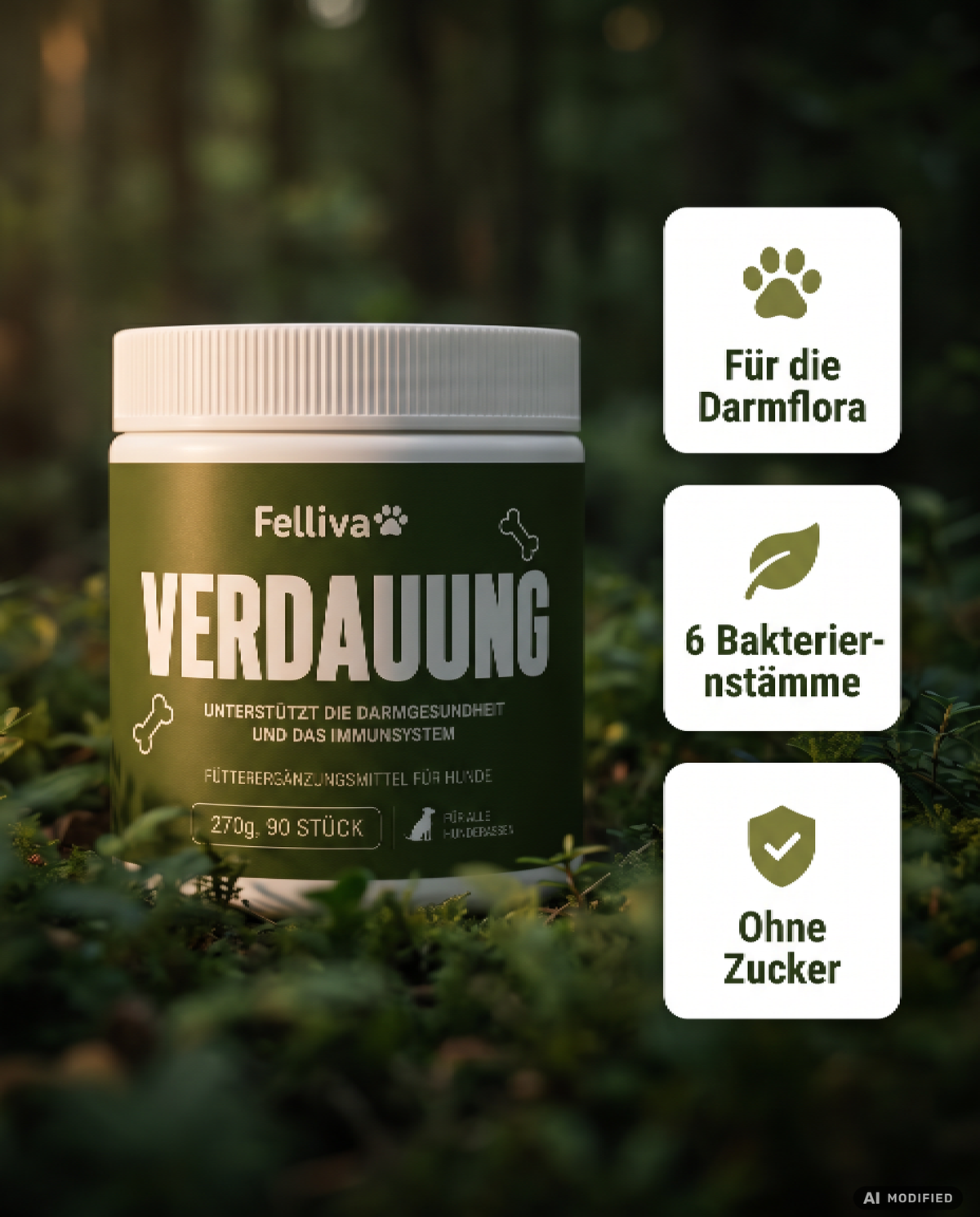 Felliva Verdauung - Soft Chews für Darm & Immunsystem, 270g, 90 Stück